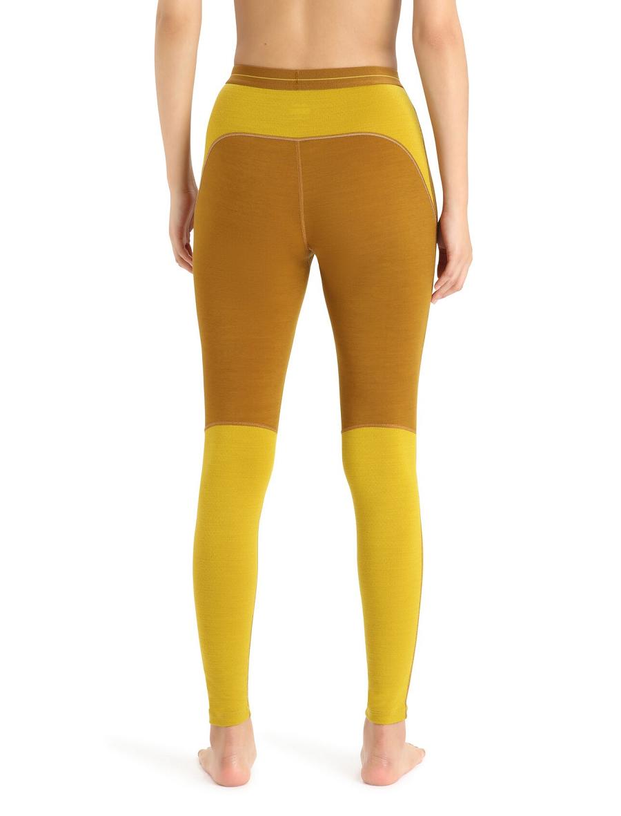 Women's Icebreaker 200 ZoneKnit™ Merino Leggings Base Layers Clove / Silent Gold | CA 1100ILHS